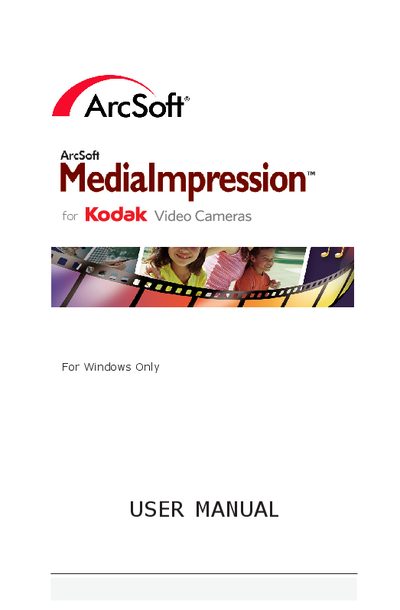 ArcSoft MediaImpression for Kodak User Manual - cover page