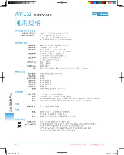 UB2 Series Thin Flat Button Switch Manual - cover page
