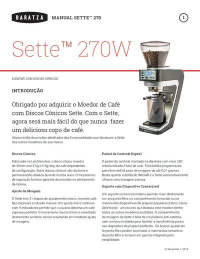 Baratza 270W Coffee Grinder User Manual - cover page