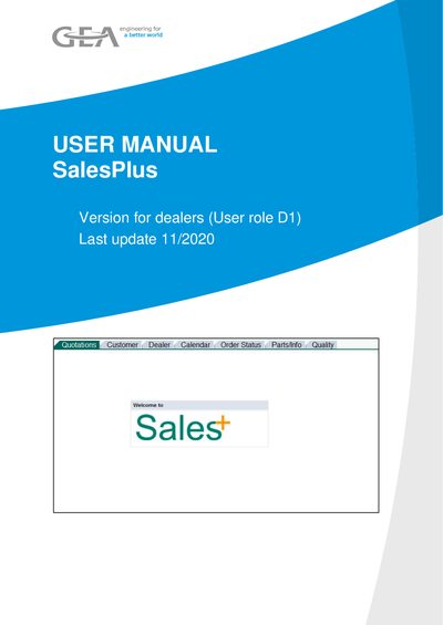 GEA SalesPlus D1 User Manual - cover page