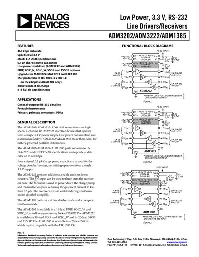 Analog Devices ADM1385 Datasheet Handbook Rev E - cover page
