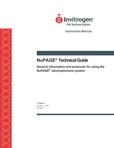 Invitrogen NuPAGE Technical Guide - cover page