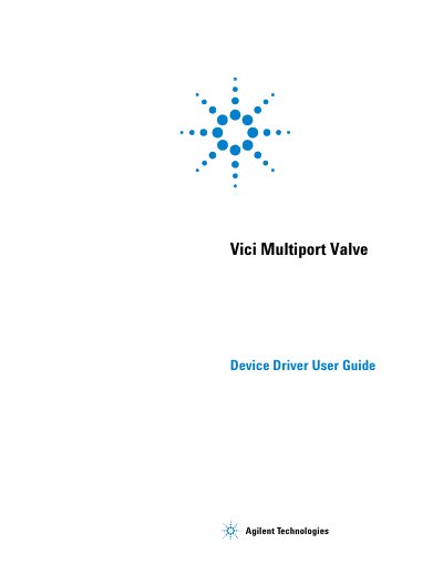 Agilent Vici Multiport Valve Device Driver User Guide - cover page