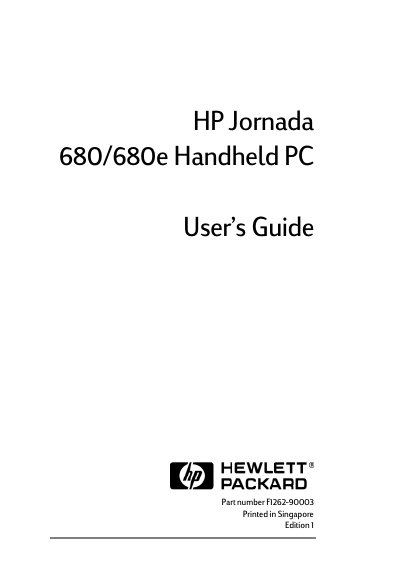 HP Jornada 680/680e Handheld PC User's Guide - cover page