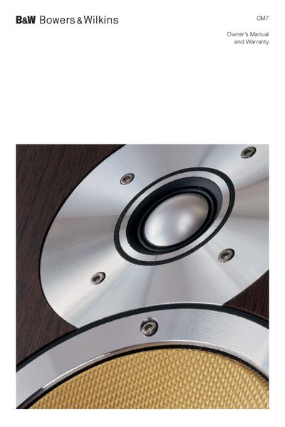 B&W CM7 Speaker Owner's Manual and Warranty - cover page