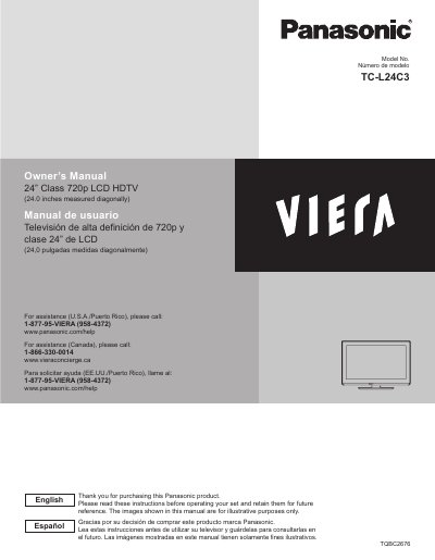 Panasonic TC-L24C3 720p LCD HDTV User Manual - cover page