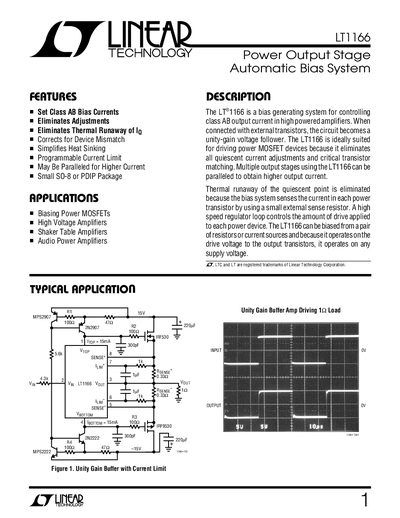 Linear Technology LT1166 Datasheet - cover page