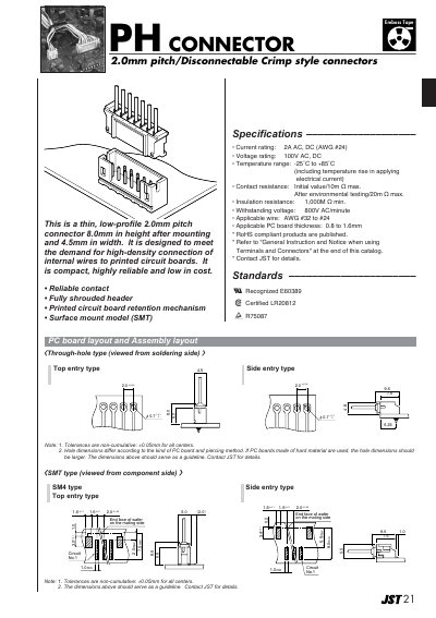 JST PH Connector 2.0mm Pitch Product Catalog - cover page