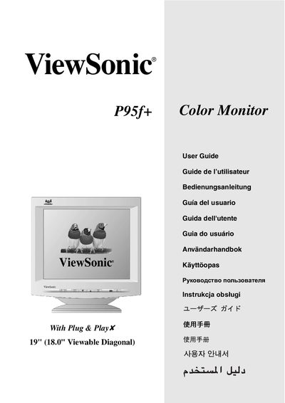 ViewSonic P95f+ Color Monitor User Guide - cover page