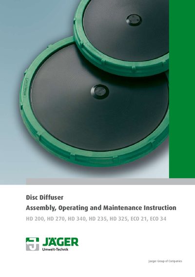 Jaeger HD 200, HD 270, HD 340, HD 235, HD 325, ECO 21, ECO 34 Disc Diffuser Assembly, Operation and Maintenance Manual