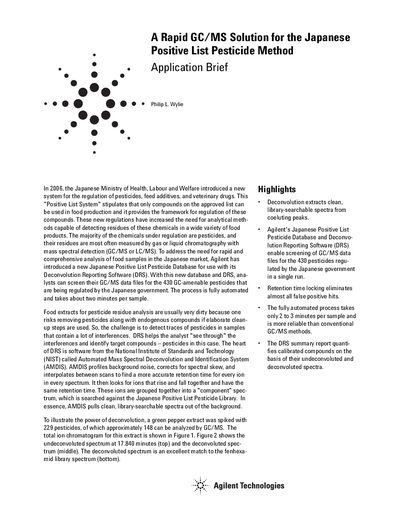Agilent Japanese Positive List Pesticide Method Application Brief - cover page