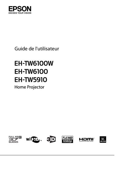 Epson EH-TW6100W Projector User Manual - cover page