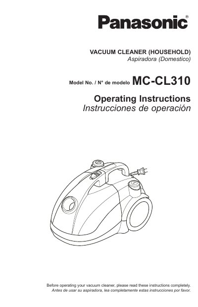 Panasonic MC-CL310 Vacuum Cleaner Operating Instructions - cover page