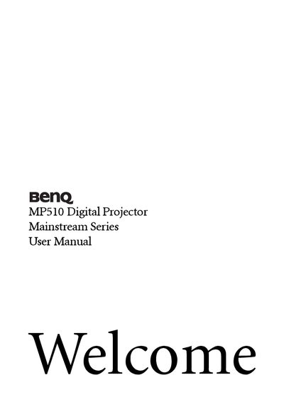 BenQ MP510 Digital Projector User Manual