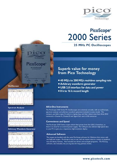Pico Technology 2000 Series Oscilloscope Manual - cover page