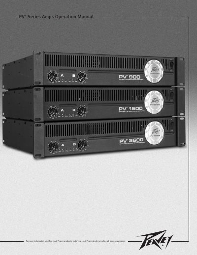 Peavey PV Series Amplifier Operation Manual - cover page
