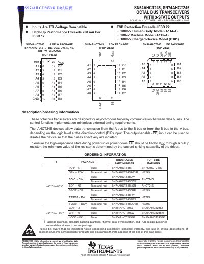 TEXAS INSTRUMENTS SN54AHCT245 SN74AHCT245 handbook - cover page
