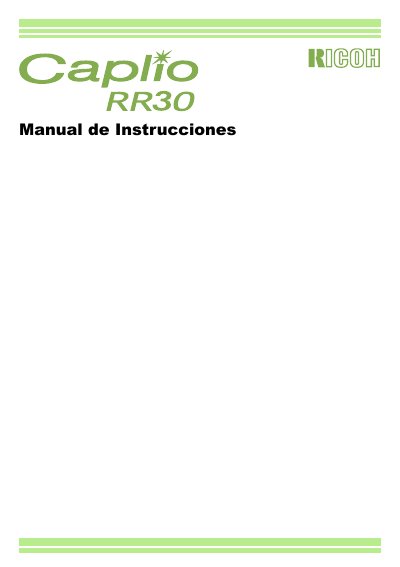 Ricoh Caplio RR30 Digital Camera User Manual - cover page