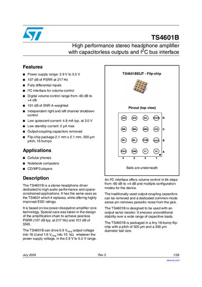 STMicroelectronics TS4601B Datasheet - cover page
