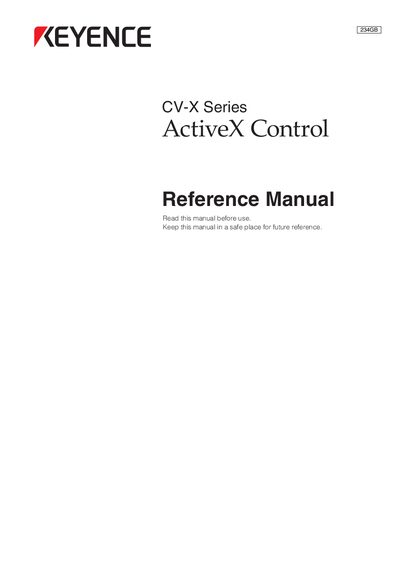 Keyence CV-X Series ActiveX Control Reference Manual cover