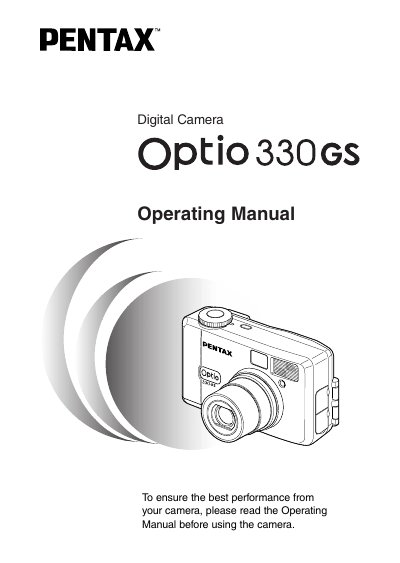 Pentax Optio 330GS Digital Camera Operating Manual