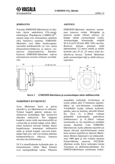 Vaisala GMD20/D CO Transmitter User Manual - cover page
