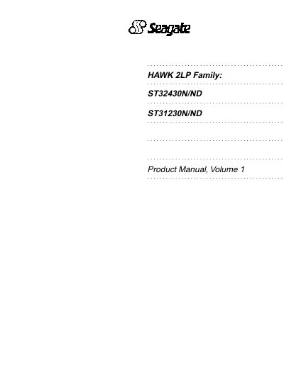 Seagate Hawk 2LP Family SCSI-2 Product Manual Volume 1 - cover page