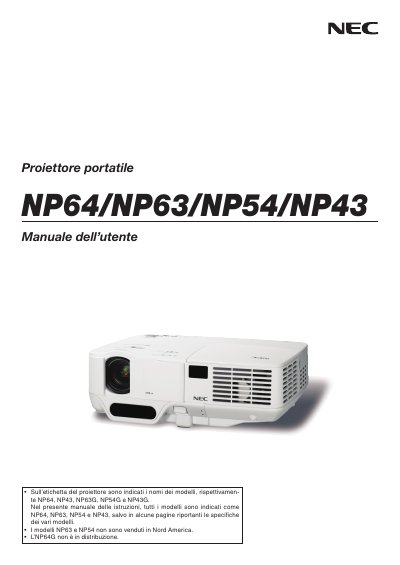 NEC NP64/NP63/NP54/NP43 User Manual - cover page