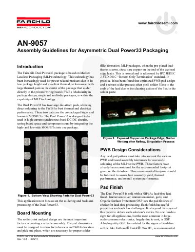 Fairchild Semiconductor AN-9057 Assembly Guidelines for Asymmetric Dual Power33 Packaging