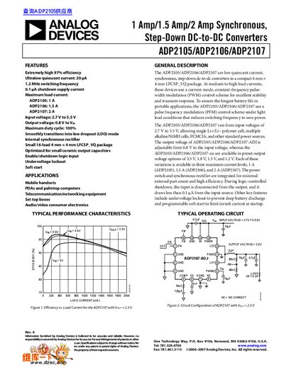 Analog Devices ADP2105/ADP2106/ADP2107 Datasheet - cover page