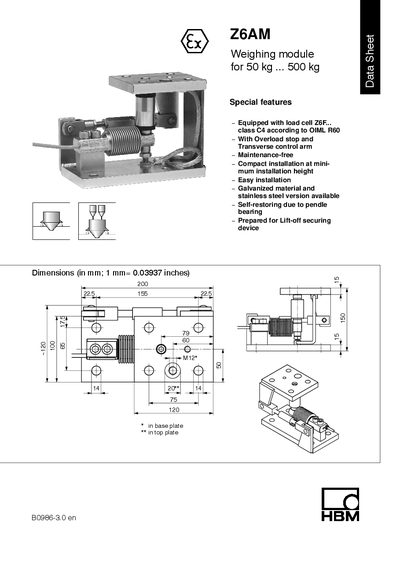 HBM Z6AM Weighing Module Data Sheet - cover page