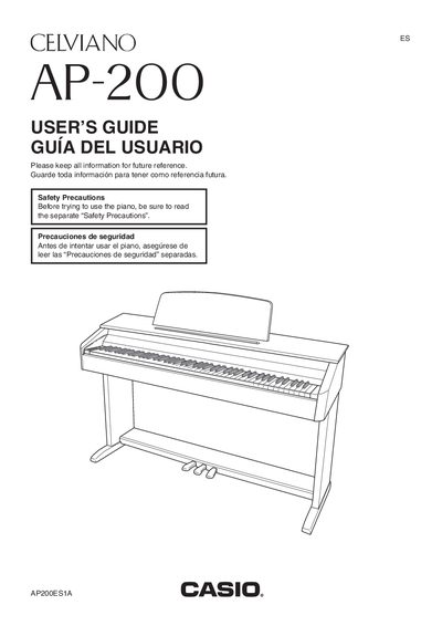 Casio AP-200 Digital Piano User's Guide - cover page