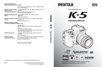 PENTAX K-5 owner's Manual - cover page