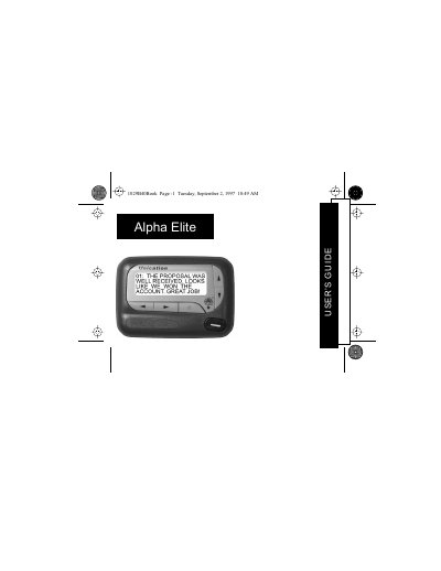Alpha Elite 1029B40 Pager User Manual - cover page