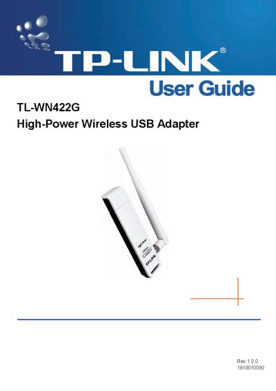 TP-Link TL-WN422G High-Power Wireless USB Adapter User Guide - cover page