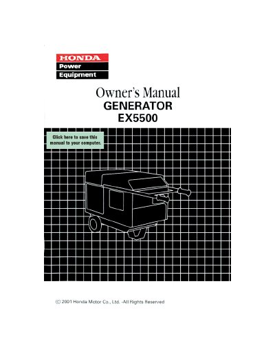 Honda EX5500 Generator Owner's Manual - cover page