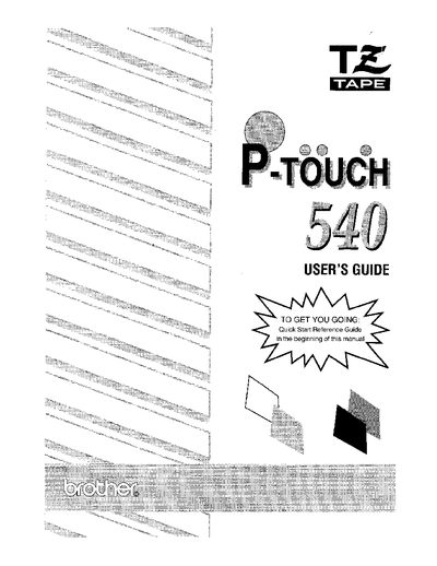 Brother P-TOUCH 540 User's Guide - cover page