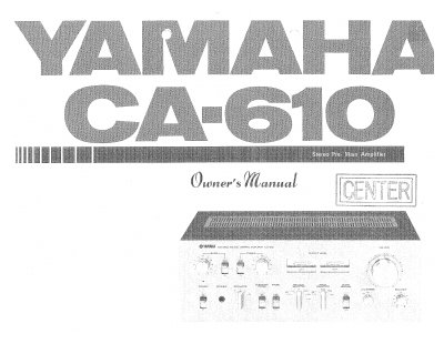Yamaha CA-610 Integrated Amplifier Owner's Manual - cover page