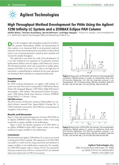 Agilent 1290 Infinity LC System PAH Method Development Application Note - cover page