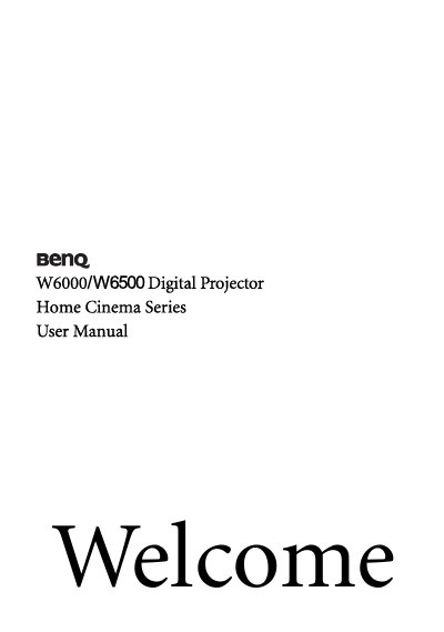 BenQ W6000/W6500 Digital Projector User Manual
