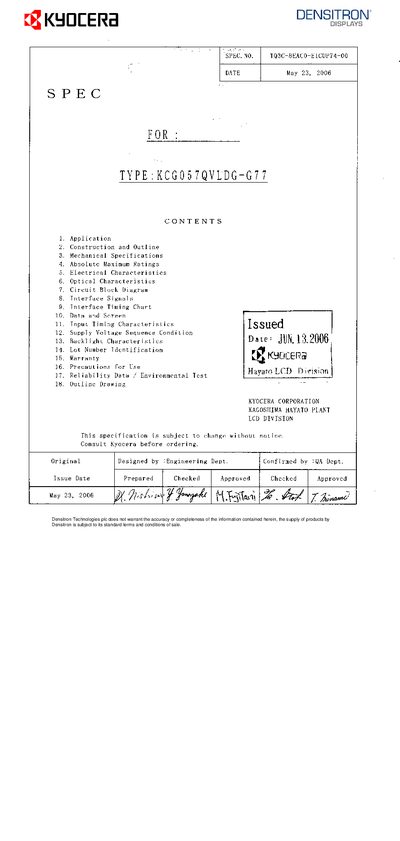 KYOCERA KCG057QVLDG-G77 - cover page