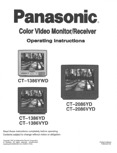 Panasonic CT-1386YWD Manual - cover page