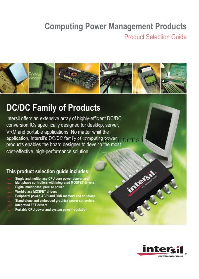 Intersil DC/DC Family Product Selection Guide - cover page
