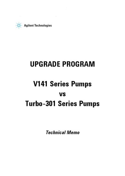 Agilent V141 vs Turbo-301 Pumps Technical Memo