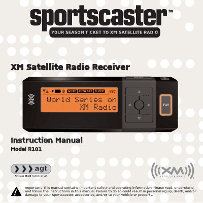 Sportscaster R101 XM Satellite Radio Receiver Instruction Manual - cover page