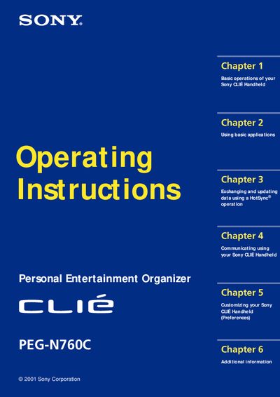 Sony PEG-N760C Operating Instructions - cover page