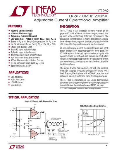 Linear Technology LT1969 Datasheet - cover page
