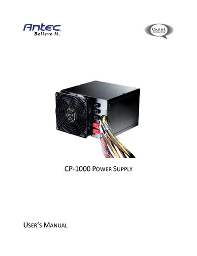 Antec CP-1000 Power Supply User Manual - cover page