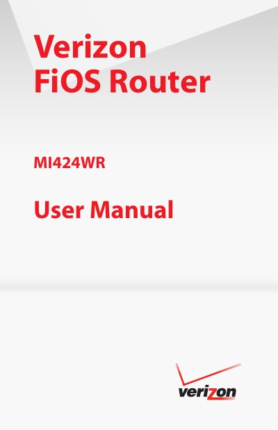 Verizon MI424WR FiOS Router User Manual - cover page