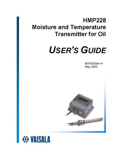 Vaisala HMP228 Moisture and Temperature Transmitter User Guide - cover page
